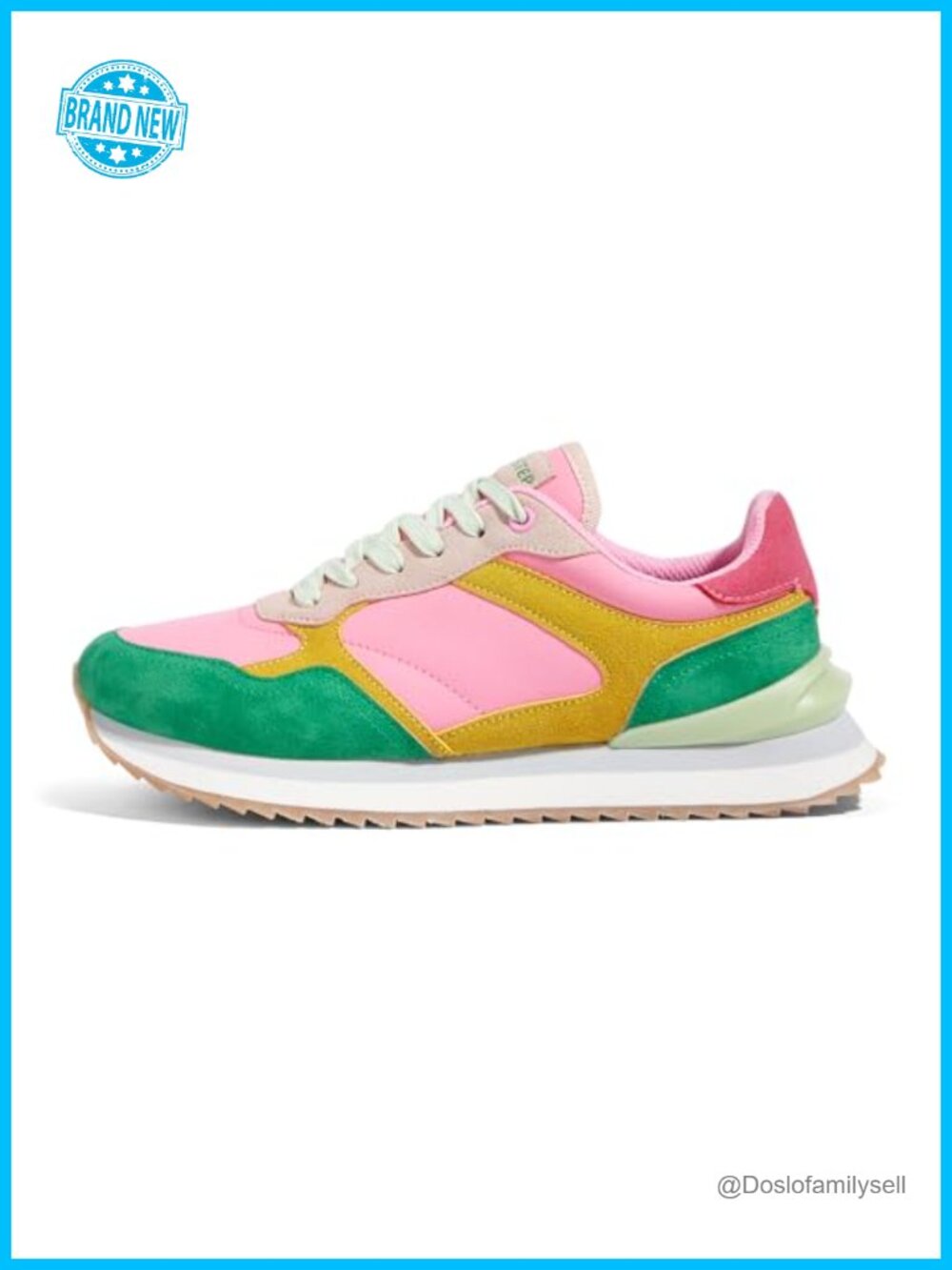 Women's Platform Fashion Sneakers Suede Colorblock Retro Casual Athletic